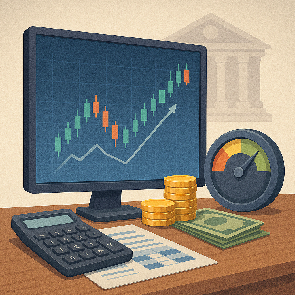 Financial Insights on Wooden Desk